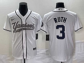Men's New York Yankees #3 Babe Ruth White With Patch Cool Base Stitched Jerseys,baseball caps,new era cap wholesale,wholesale hats
