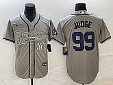 Men's New York Yankees #99 Aaron Judge Gray With Patch Cool Base Stitched Baseball Jersey,baseball caps,new era cap wholesale,wholesale hats
