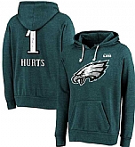 Men's Philadelphia Eagles #1 Jalen Hurts Midnight Green Super Bowl LVII Name & Number Pullover Hoodie,baseball caps,new era cap wholesale,wholesale hats