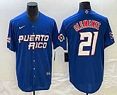 Men's Puerto Rico Baseball #21 Roberto Clemente 2023 Blue World Classic Stitched Jerseys,baseball caps,new era cap wholesale,wholesale hats