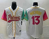 Men's San Diego Padres #13 Manny Machado White NEW 2023 City Connect Cool Base Stitched Jerseys,baseball caps,new era cap wholesale,wholesale hats