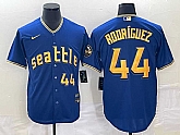 Men's Seattle Mariners #44 Julio Rodriguez Number Blue 2023 City Connect Cool Base Stitched Jerseys,baseball caps,new era cap wholesale,wholesale hats