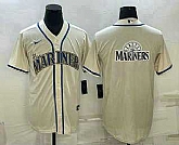 Men's Seattle Mariners Big Logo Cream Stitched MLB Cool Base Nike Jersey,baseball caps,new era cap wholesale,wholesale hats