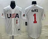 Men's USA Baseball #1 Jeff McNeil Number 2023 White World Classic Stitched Jersey,baseball caps,new era cap wholesale,wholesale hats