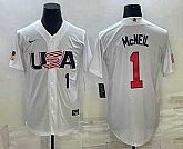 Men's USA Baseball #1 Jeff McNeil Number 2023 White World Classic Stitched Jerseys,baseball caps,new era cap wholesale,wholesale hats