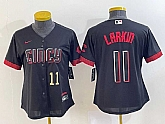 Women's Cincinnati Reds #11 Barry Larkin Number Black 2023 City Connect Cool Base Stitched Jersey,baseball caps,new era cap wholesale,wholesale hats