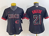 Women's Cincinnati Reds #21 Hunter Greene Black 2023 City Connect Cool Base Stitched Jersey,baseball caps,new era cap wholesale,wholesale hats