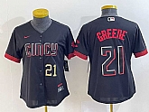 Women's Cincinnati Reds #21 Hunter Greene Number Black 2023 City Connect Cool Base Stitched Jersey,baseball caps,new era cap wholesale,wholesale hats