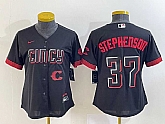 Women's Cincinnati Reds #37 Tyler Stephenson Black 2023 City Connect Cool Base Stitched Jersey,baseball caps,new era cap wholesale,wholesale hats
