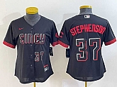 Women's Cincinnati Reds #37 Tyler Stephenson Number Black 2023 City Connect Cool Base Jerseys,baseball caps,new era cap wholesale,wholesale hats