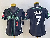 Women's Mexico Baseball #7 Julio Urias Number 2023 Black World Classic Stitched Jersey,baseball caps,new era cap wholesale,wholesale hats