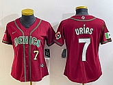 Women's Mexico Baseball #7 Julio Urias Number 2023 Red World Baseball Classic Stitched Jersey1,baseball caps,new era cap wholesale,wholesale hats