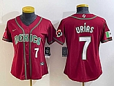 Women's Mexico Baseball #7 Julio Urias Number 2023 Red World Baseball Classic Stitched Jersey2,baseball caps,new era cap wholesale,wholesale hats