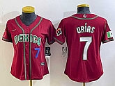 Women's Mexico Baseball #7 Julio Urias Number 2023 Red World Baseball Classic Stitched Jersey3,baseball caps,new era cap wholesale,wholesale hats