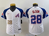 Youth Atlanta Braves #28 Matt Olson Number White 2023 City Connect Cool Base Stitched Jersey,baseball caps,new era cap wholesale,wholesale hats
