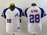 Youth Atlanta Braves #28 Matt Olson Number White 2023 City Connect Cool Base Stitched Jerseys,baseball caps,new era cap wholesale,wholesale hats