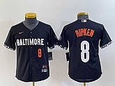 Youth Baltimore Orioles #8 Cal Ripken Jr Number Black 2023 City Connect Cool Base Jersey,baseball caps,new era cap wholesale,wholesale hats