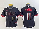 Youth Cincinnati Reds #11 Barry Larkin Number Black 2023 City Connect Cool Base Stitched Jersey,baseball caps,new era cap wholesale,wholesale hats