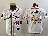 Youth Houston Astros #44 Yordan Alvarez Number 2023 White Gold World Serise Champions Patch Cool Base Stitched Jerseys,baseball caps,new era cap wholesale,wholesale hats