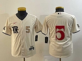 Youth Texas Rangers #5 Corey Seager Number Cream 2023 City Connect Cool Base Stitched Jersey,baseball caps,new era cap wholesale,wholesale hats