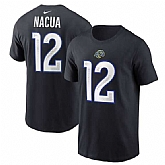 Men's Los Angeles Rams #12 Puka Nacua Black 2025 Rivalries Collection Player Name & Number T-Shirt,baseball caps,new era cap wholesale,wholesale hats