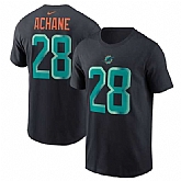 Men's Miami Dolphins #28 DeVon Achane Black 2025 Rivalries Collection Player Name & Number T-Shirt,baseball caps,new era cap wholesale,wholesale hats