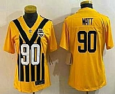 Women's Pittsburgh Steelers #90 TJ Watt Limited Yellow Throwback Vapor Jersey,baseball caps,new era cap wholesale,wholesale hats