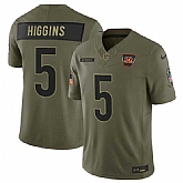 Men's Cincinnati Bengals #5 Tee Higgins Olive 2025 Salute to Service Limited Stitched Jersey Dyin,baseball caps,new era cap wholesale,wholesale hats