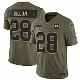 Men's Green Bay Packers #28 A. J. Dillon Olive 2025 F.U.S.E. Salute to Service Limited Stitched Jersey Dyin,baseball caps,new era cap wholesale,wholesale hats