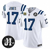 Men's Indianapolis Colts #17 Daniel Jones White 2025 F.U.S.E. With 4-Star C Patch And Jim Irsay Patch Vapor Limited Stitched Jersey Dzhi,baseball caps,new era cap wholesale,wholesale hats