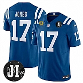 Men's Indianapolis Colts #17 Daniel Jones Blue 2025 F.U.S.E. With 4-Star C Patch And Jim Irsay Patch Vapor Limited Stitched Jersey Dzhi,baseball caps,new era cap wholesale,wholesale hats