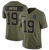 Men's Indianapolis Colts #19 Johnny Unitas Olive 2025 Salute to Service Limited Stitched Jersey Dyin,baseball caps,new era cap wholesale,wholesale hats