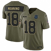 Men's Indianapolis Colts #18 Peyton Manning Olive 2025 Salute to Service Limited Stitched Jersey Dyin,baseball caps,new era cap wholesale,wholesale hats