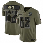 Men's Philadelphia Eagles #62 Jason Kelce Olive 2025 Salute to Service Limited Stitched Jersey Dyin,baseball caps,new era cap wholesale,wholesale hats