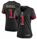 Women's San Francisco 49ers #1 Ricky Pearsall Black 2025 F.U.S.E. 'Rivalries' Vapor Limited Stitched Jersey Dzhi,baseball caps,new era cap wholesale,wholesale hats