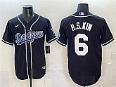 Men's Los Angeles Dodgers #6 H.S.Kim Black Cool Base Stitched Baseball Jersey,baseball caps,new era cap wholesale,wholesale hats