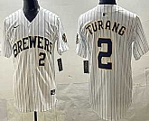 Men's Milwaukee Brewers #2 Brice Turang White Limited Jersey,baseball caps,new era cap wholesale,wholesale hats