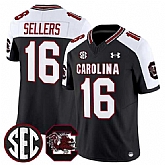 Men's South Carolina Fighting Gamecocks #16 LaNorris Sellers Black White 2025 F.U.S.E. Stitched Jersey Dzhi,baseball caps,new era cap wholesale,wholesale hats