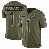 Men's Miami Dolphins #1 Tua Tagovailo Olive 2025 F.U.S.E. Salute to Service Limited Stitched Jersey Dyin,baseball caps,new era cap wholesale,wholesale hats