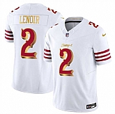 Men's San Francisco 49ers #2 Deommodore Lenoir White Gold 2025 F.U.S.E. 'Rivalries' Vapor Limited Stitched Jersey,baseball caps,new era cap wholesale,wholesale hats