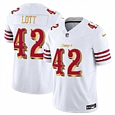 Men's San Francisco 49ers #42 Ronnie Lott White Gold 2025 F.U.S.E. 'Rivalries' Vapor Limited Stitched Jersey,baseball caps,new era cap wholesale,wholesale hats