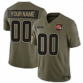 Men's Cleveland Browns Active Player Custom Olive 2025 F.U.S.E. Salute to Service Limited Stitched Football Jersey,baseball caps,new era cap wholesale,wholesale hats