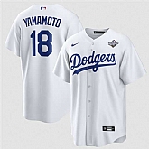 Men's Los Angeles Dodgers #18 Yoshinobu Yamamoto White 2025 World Series Home Cool Base Stitched Jersey Dzhi,baseball caps,new era cap wholesale,wholesale hats