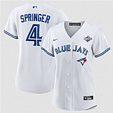 Women's Toronto Blue Jays #4 George Springer White 2025 World Series Home Cool Base Stitched Jersey Dzhi,baseball caps,new era cap wholesale,wholesale hats