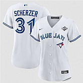 Women's Toronto Blue Jays #31 Max Scherzer White 2025 World Series Home Cool Base Stitched Jersey Dzhi,baseball caps,new era cap wholesale,wholesale hats