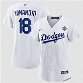 Women's Los Angeles Dodgers #18 Yoshinobu Yamamoto White 2025 World Series Home Cool Base Stitched Jersey Dzhi,baseball caps,new era cap wholesale,wholesale hats