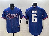 Men's New York Giants #6 Jaxson Dart Royal Pinstripe With Patch Cool Base Stitched Baseball Jersey,baseball caps,new era cap wholesale,wholesale hats