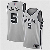 Men's San Antonio Spurs #5 Stephon Castle Silver 2025 Statement Edition Stitched Jersey Dzhi,baseball caps,new era cap wholesale,wholesale hats