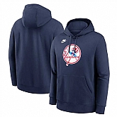 Men's New York Yankees Navy Cooperstown Collection Logo Club Pullover Hoodie,baseball caps,new era cap wholesale,wholesale hats