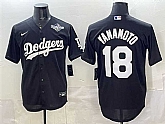Men's Los Angeles Dodgers #18 Yoshinobu Yamamoto Black 2025 World Series Patch Cool Base Stitched Jersey,baseball caps,new era cap wholesale,wholesale hats